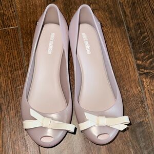 Mini Melissa girls Flats with Cream Bow